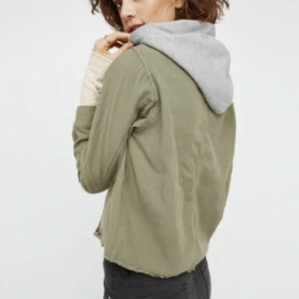 Free People Weekend Warrior Military Jacket Hood - Picture 6 of 9